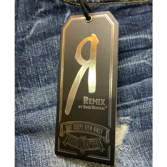 Remix By Rock Revival Jeans Women Size 28 Straight Leg Distressed Stretch Denim - Picture 13 of 15